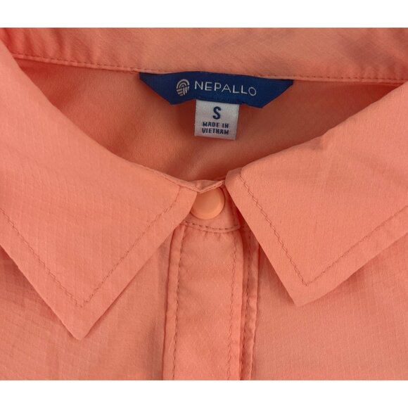 Nepallo Mens Small Button-Down Long Sleeve Shirt Coral Polyester Made In Vietnam - Picture 2 of 5